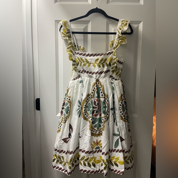 Anthropologie Dresses & Skirts - NWOT Anthropologie White Dress with Green and Brown Accents